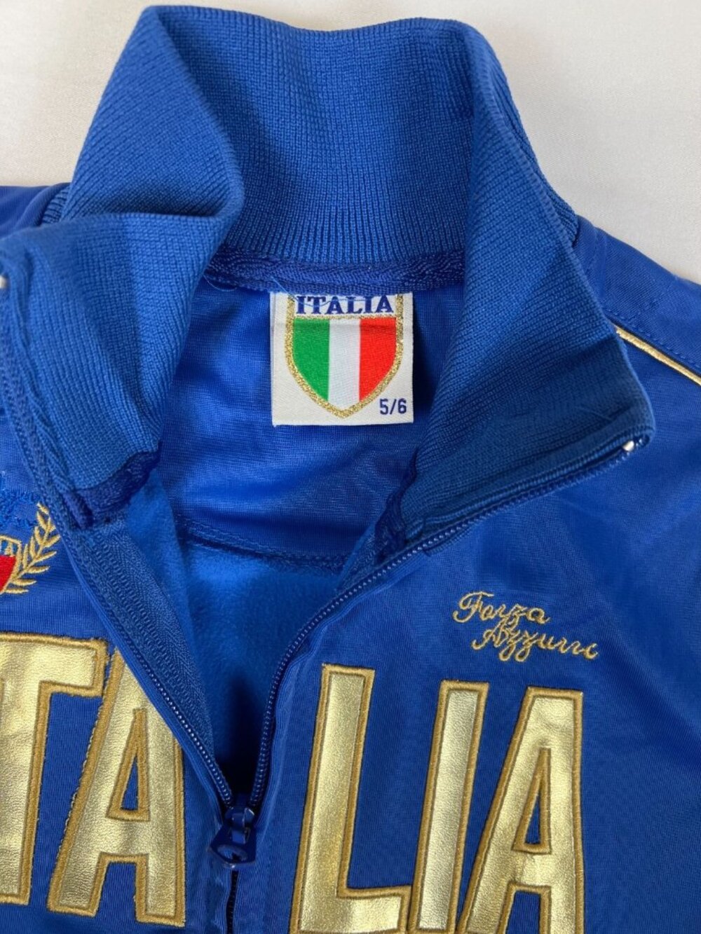 Italia Soccer Boys 5/6 Blue Full Zip Track Jacket Gold Foil Logo - Picture 6 of 6